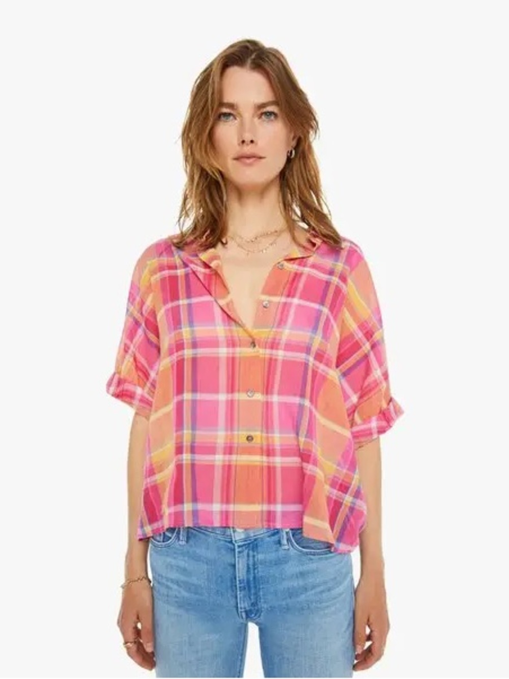 XIRENA Teddy Shirt in Coral Blaze Medium Short Sleeve